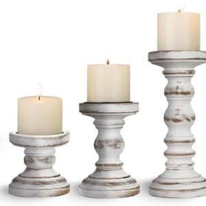 Rustic Wood Candle Holders (4 pc)