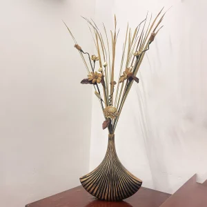 Exquisite Black & Golden Vase for Table Decor