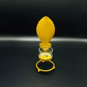 Metal Golden Leaf Decor Candle Holder