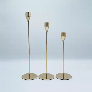 Golden Metal Candle Stand (Set of 3)